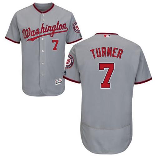 Nationals #7 Trea Turner Grey Flexbase Authentic Collection Stitched MLB Jersey